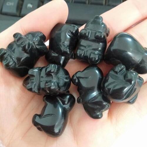 7PCS Natural Quartz Bear Carved Crystal Skull Reiki Healing statue