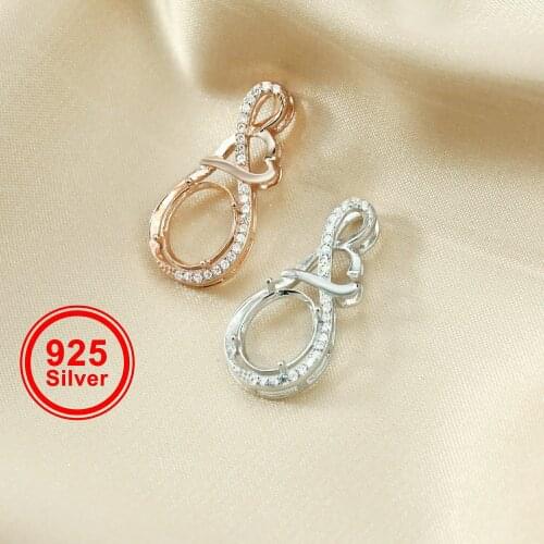 8x10MM Oval Prong Pendant Settings Mothers Love Solid 925 Sterling Silver Rose Gold Plated Charm Bezel DIY Gemstone 1421159