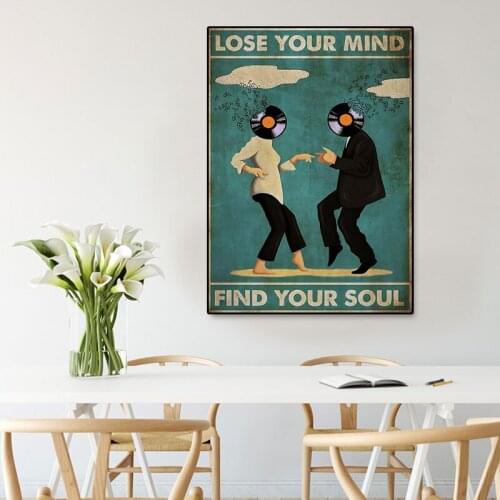 Abstract Vintage Listen To Music Dance Posters And Prints Lose Your Mind Canvas Painting Wall Art Picture Home Decoration Mural