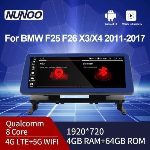 Nunno Android 10 12.3”Inch 8core 4+64g Car Dvd Player Wirless Carplay Stereo Multimedia Wifi Navigation For BMW X3 2018