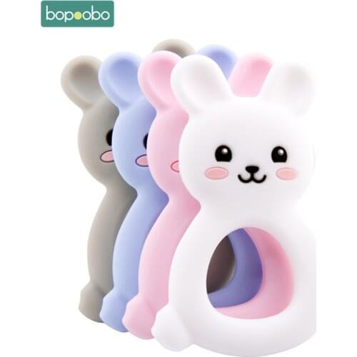 Bopoobo 1pc Baby Teether Bpa Free Silicone Rabbit Food Grade Chewable Nursing Teething Necklace Accessory Baby Products Newborn