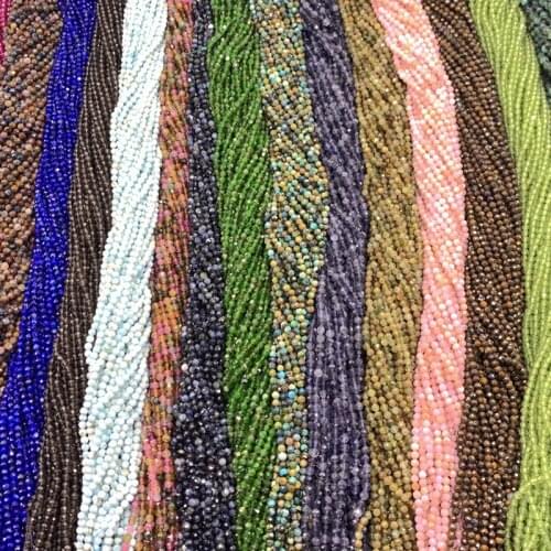 High quality Natural Beads Faceted 2/3/4/5mm Lapis lazuli tourmaline peridot opal Crystal DIY Beads For Jewelry Making Necklace