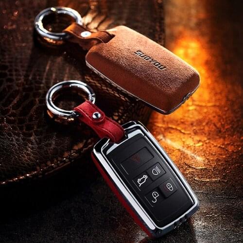 Genuine Leather Galvanized Alloy Car Key Case Cover For Land Rover A9 Range Rover Sport Evoque XE XJ XJL XF C-X16 2010 2011 2012