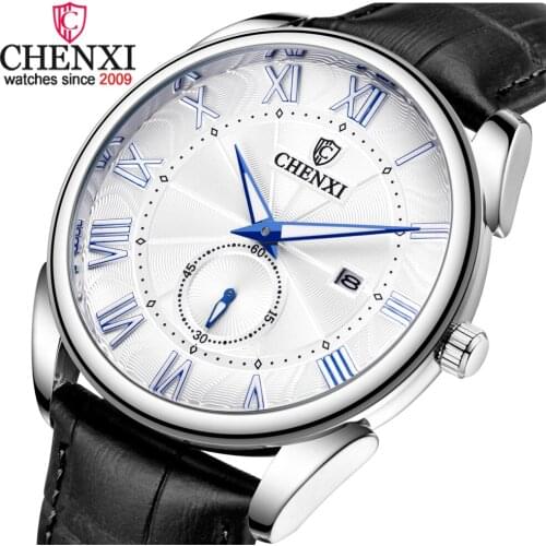 CHENXI Fashion Leather Watches Business Mens Wrist Watch Top Brand Luxury With Calendar Analog Quartz Male Clock
