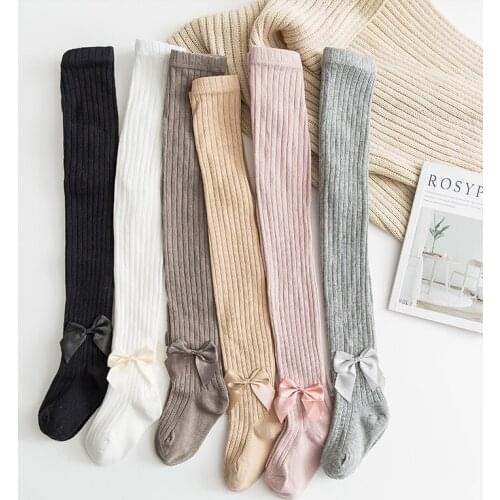 Kids Girl Leggings Bowknot Tights Cotton Baby Girls Pantyhose Kids Infant Knitted Collant Girls Leggings Princess Pants