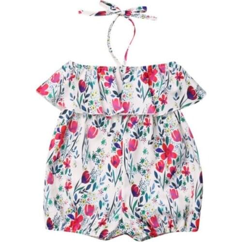 Baby Romper 2019 Kids Baby Girl Flower Sleeveless Halter Floral Print Romper Jumpsuit Clothes Set