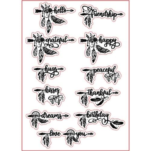 E56C Feather Birthday Silicone Clear Seal Stamp DIY Scrapbooking Embossing Photo Album Decorative Paper Card Craft