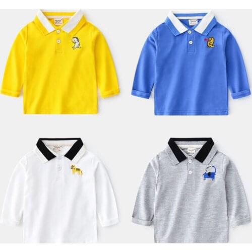 2 3 4 5 6 Y Toddler Boys Tshirts Childrens Casual Soft Long Sleeve Tops Cute Lapel Solid Cotton Tshirt For Boy Kids Clothing