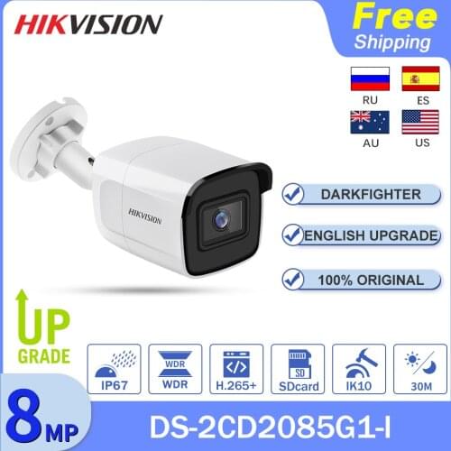 Hikvision 8MP 4K CCTV IP Camera Security Protection DS-2CD2085G1-I Original Camera Darkfighter IR IP67 IK10 SD Card Fotografica
