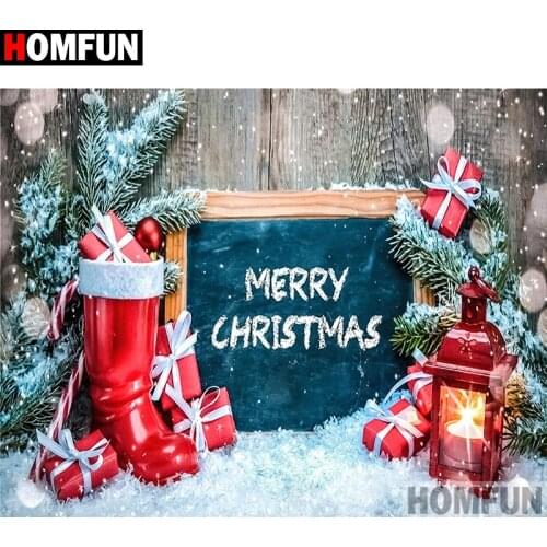 HOMFUN Art 5D Diy Diamond Painting "Christmas Boots scenery" Diamond Pictures Cross Stitch 3D Rhinestone Embroidery Decor A27834
