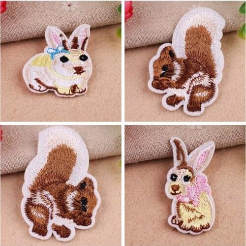 Exquisite wholesale Personality Cartoon Squirrel Patches Rabbit Patches for children Clothes Bags Garment Accessories Appliques