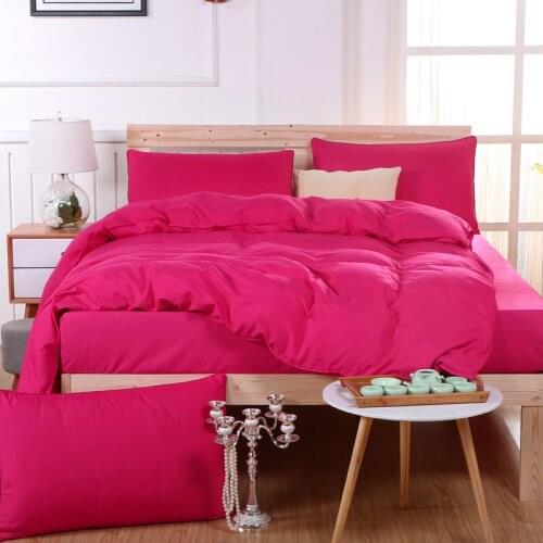 YuXiu Classic Simple Solid Red Bedding Sets King Queen Full Twin size Pure Yellow Duvet Cover Flat Sheet pillowcases set 3/4PCs