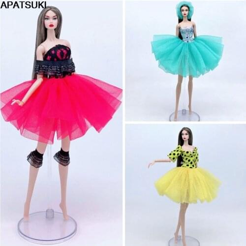 Fashion Doll Lace Dress For Barbie Doll Clothes Outfits Short Tutu Dresses Party Gown 1/6 Doll Accessories Toys For Children