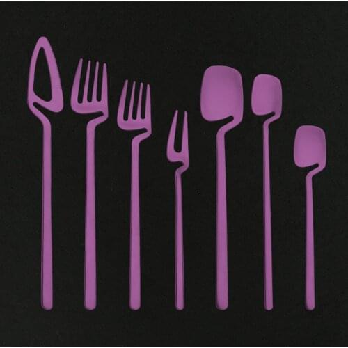 Purple Fruit Fork Knife Spoon Dinnerware Cutlery Set Tableware 1pc Dinning Stainless Steel Kitchen Flatware Set for Dropshipping