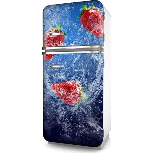 Fridge Sticker Strawberry In Water New Dishwasher Door Cover Kitchen Home Decoration Accessories Modern 3d Wall Stickers