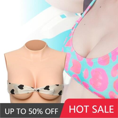 KUMIHO Flat Neck Crossdresser Breast Forms BCDEG Cup Fake Boobs Tits Drag Queen Transgender shemale Silk Cotton Filler