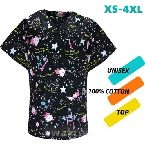 New scrubs uniforms Tops Hospital Short Sleeves Beautician Spa working blouse Women Men pet grooming workwear scrub top uniform