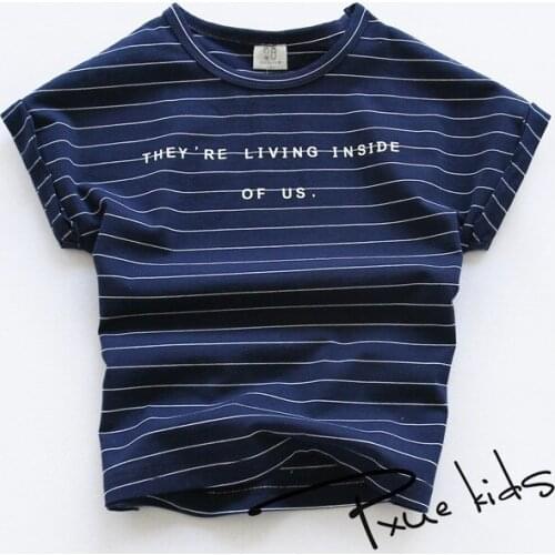 New 2017 Quality Cotton Letter stripe summer Baby Girls boys T-Shirts Clothing Children Toddler Kids Clothes Short Tees t Shirts