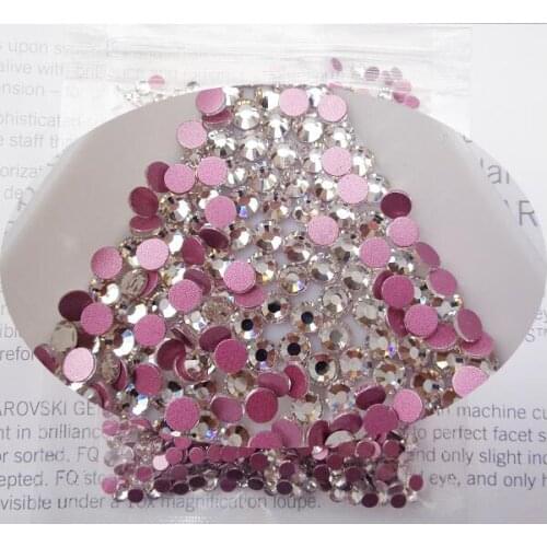 2020 Newest Crystal clear Nail Art Rhinestones Pink Rose Base Non Hot Fix Flat Back Strass Fabric Garment Nail Art Decorations