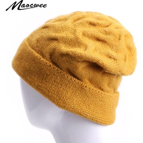 Solid Color Baggy Beanies Hat For Men Women Winter Outdoor Warm Bonnet Ski Caps Female Soft Wool Slouchy Knitted Hats For Adult