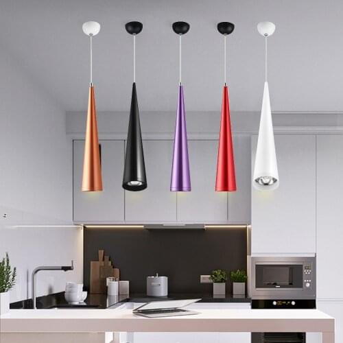 Dimmable Led Pendant Light Kitchen Hanging Lights Cone Chandelier 5W Colorful Length Adjustable For Bar Restaurant Living Room