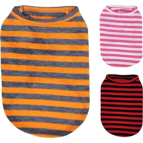 Striped Dog Shirt Spring Summer Cotton Clothes Casual Pet Vest Comfortable Dog Puppy Breathable Cat T-Shirt Chihuahua Costumes
