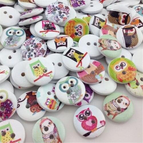 30/50/100pcs Mix Baby Owl Birds Carton Buttons Kid' Baby Sewing Craft Lots 15mm WB306