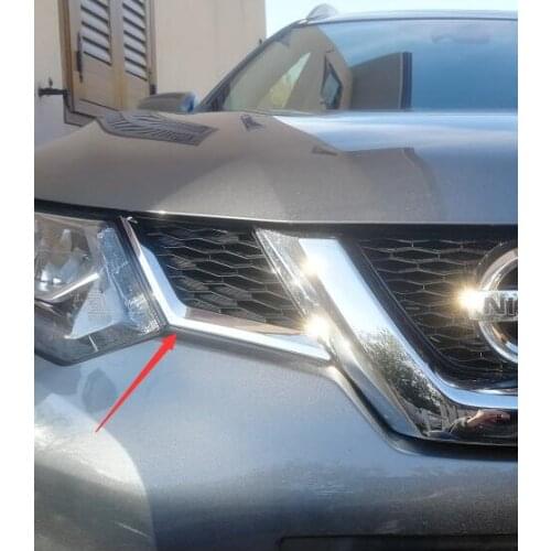 For Nissan X-Trail Rogue 2014 2015 2016 2017 Chrome Front Grid Grill Grille Air Cover Trims Sticker Car Styling Car Accessories