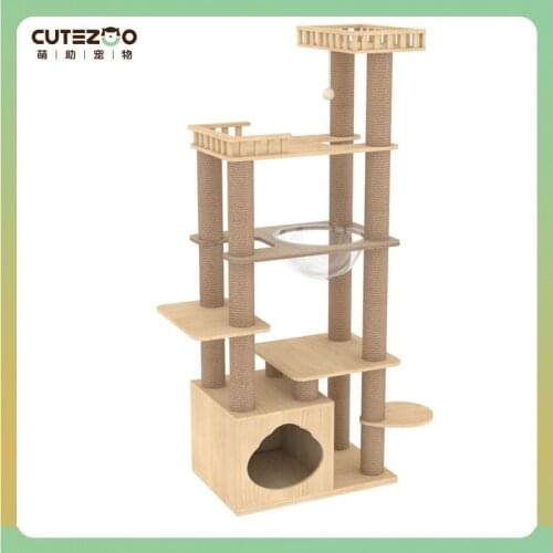 Luxury solid wood cat climbing frame cat, space capsule large cat frame cat jumping platform cat litter cat shelf cat tree