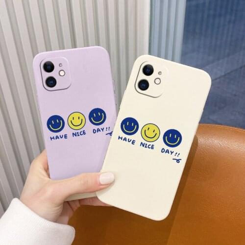 Yellow Smiley Silicone Case For iPhone 12 Pro Max Mini 11 Pro Max X XR XS MAX SE2020 8 7 6 6S Plus Ultra Thin Phone Back Cover