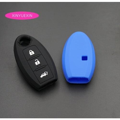 Xinyuexin Silicone Rubber Car Key Cover FOB Case for Nissan Qashqai Skyline Juke Alissa X-trail Keyless Smart Key Car-styLing