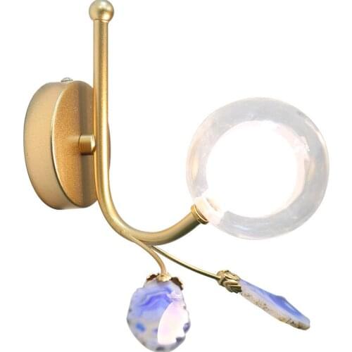 Modern led agate wall lamp Multi color Glass ball Sconces bedroom bedside Pink wall light Parlor background Decor lighting G906