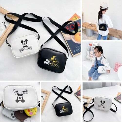 Disney Mickey Mouse PU anime shoulder bag boy girl cute casual messenger bag aldult children Coin Purse mobile phone pocket bag