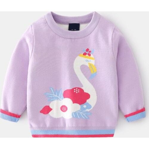 Baby Girls Toddler Sweater Autumn Winter Cute Cartoon Swan Knitted Sweaters for Children Kids Pullover Tops
