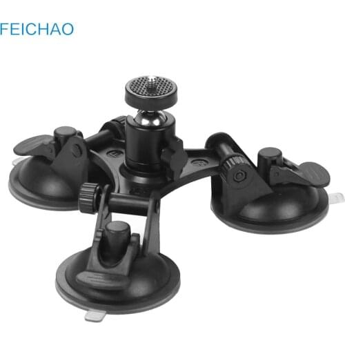 Action Camera Triple Suction Cup Mount Glass Sucker Car Holder 360 Rotation for GoPro Hero 9 8 7 6 5 3+ YI SJCAM Tripod Adapter
