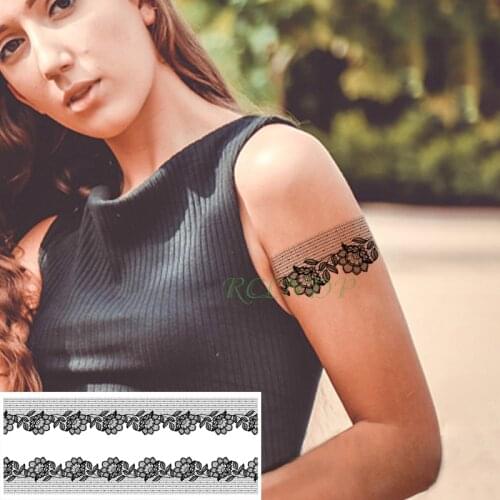 Waterproof Temporary Tattoo Sticker flower vine leaf black Fake Tatto Flash Tatoo Waist Arm Foot Tattoos for Girl Women Men