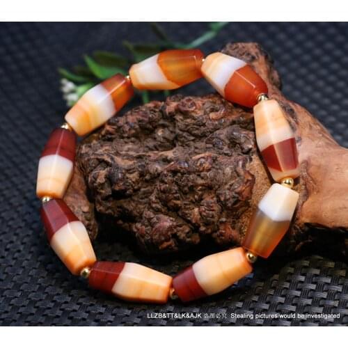 Magic Power Tibetan old Agate Yin Yang Healer Medicine dZi Bead Bracelet Amulet LKbrother Talisman UPD210619A4