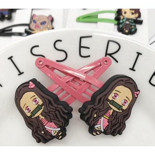 1 Pair Anime Demon Slayer Kimetsu No Yaiba Hairpins Cute Cartoon Hair Bangs Clips Headwear Accessories