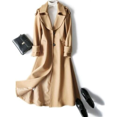 2020 Autumn Women New Fashion Woolen Coats Long Clothes Overcoat Female Slim Winter Wool Jackets Female Outwear Manteau Femme