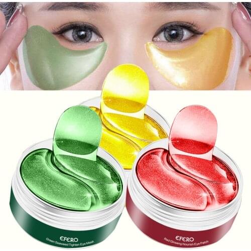 EFERO Gold Collagen Eye Mask Seaweed Green Eye Patches Anti Age Dark Circle Hydrating Eye Pad Anti-Wrinkles Nourishing