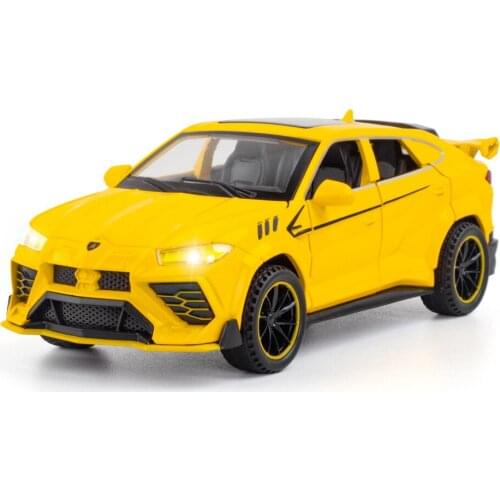 1:32 High Simulation Urus Bison Alloy Sports Car Model Sound and Light Pull Back Ornament Toys for Children Gifts