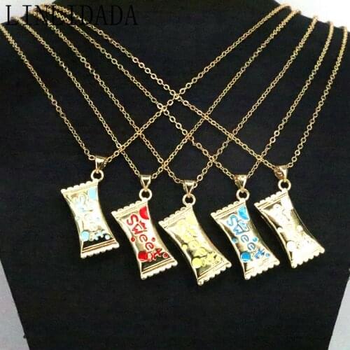 10Pcs Enamel Colorful Sweet Word with Heart on Candy Shape Pendant Gold Filled Charm Necklace,Enamel Jewelry