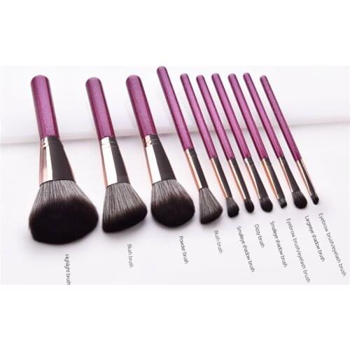 10pcs/lot Makeup Brushes Set purplish red wooden handle pincel maquiagem maquillaje Makeup ToolS for Powder Eyeshadow T10177