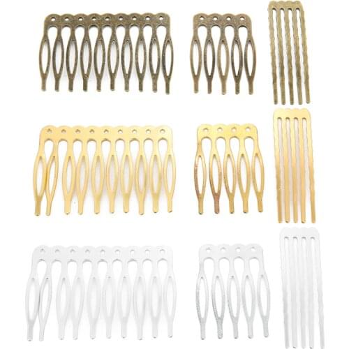 10pcs Gold Rhodium Color Metal Hair Combs with Teeth for Hair Accessories Pack of 5pcs 10pcs Comb Hairs Headware Findings Craft