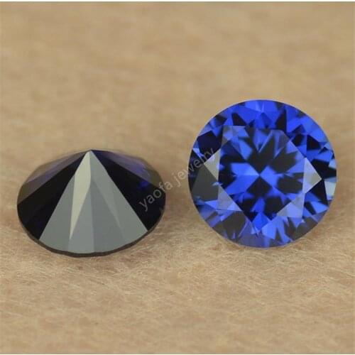 100pcs/Lot 0.9~3.0mm #34 Blue Corundum Mohs Hardness 9 Synthetic Stone Round Machine Cut Blue Gems Stone Beads for Jewelry