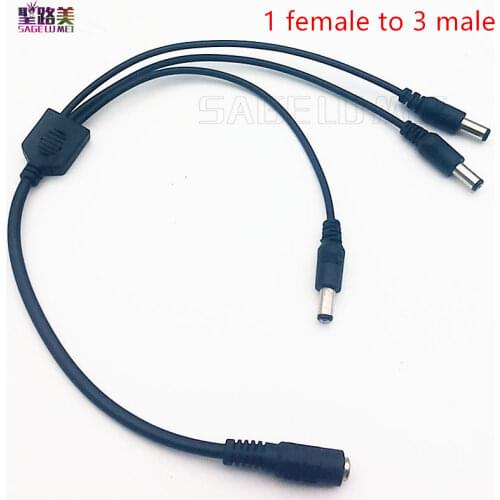 2pcs Power Cord DC Connector 1to 3 Female to Male For LED Strip Controller Camera
