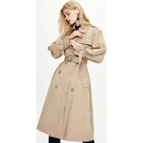 2020 New Style for Autumn and Winter Coat Female X-Long Metal Yuan Huan Kou Counter Quality Boutique Womens Coat Long Coat