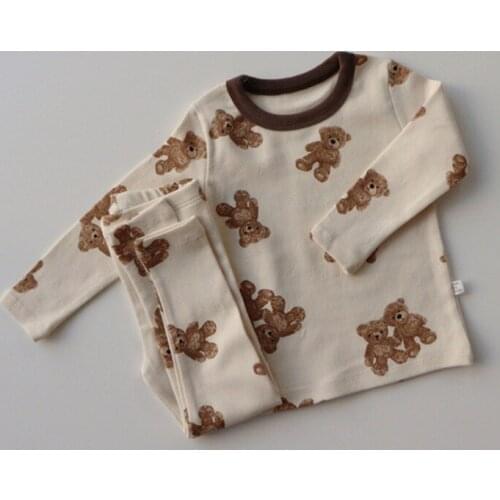 2021 New boys girls 2 pcs set printed t shirt+long pants cotton autumn soft fashion babys suits