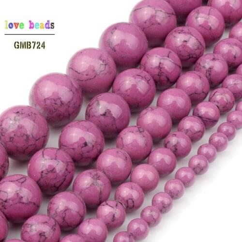 4/6/8/10/12mm Purple Howlite Stone Beads for Jewelry Bracelet Making Round Loose Beads Strand 15