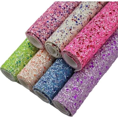 7pcs/set 30*21cm Chunky Glitter Fabric Fashion Sheet Faux Fabric For bow earring DIY CN163